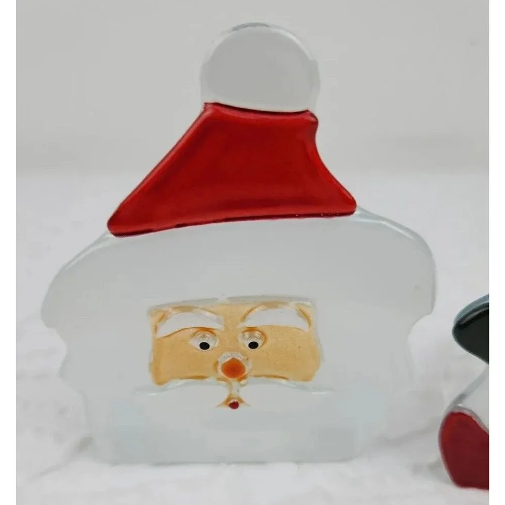 Partylite Santa & Snowman Tealight‎  Holder Glass Holiday Christmas - Picture 3 of 5